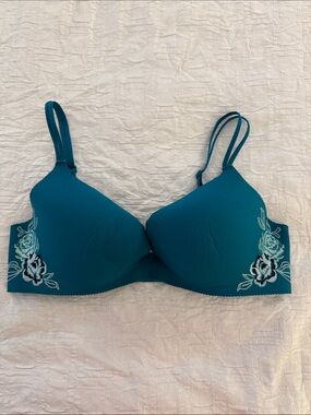 Victoria’s Secret Angels Secret Embrace Teal Floral Padded Push-Up Bra 36C